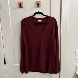 Djerf Avenue Deep Red V-Neck Sweater